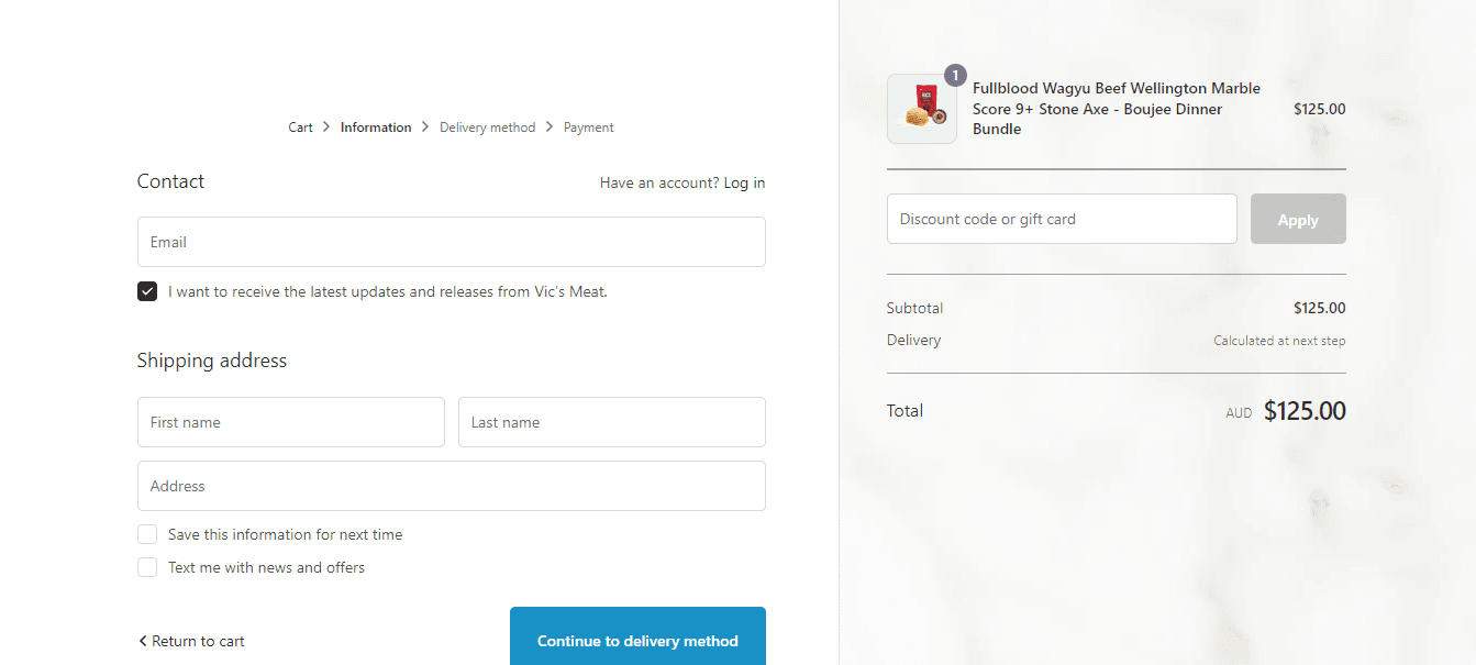 How to apply Vic's Meat coupon code